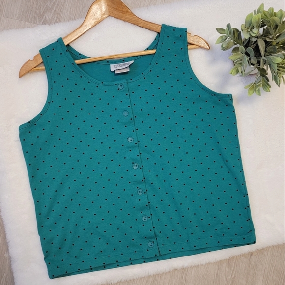 VINTAGE Essentials Buttoned Sleeveless Tank (Medium) - Picture 1 of 5